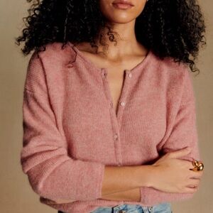 Sezane Pink Gaspard Cardigan Sweater